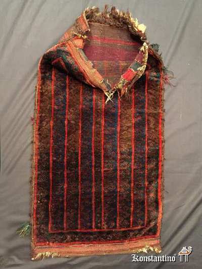 11968-Alf    110x57.  Saco afghano antiguo de la tribu Baluch, pieza usada, gran carácter, espléndidas lanas y colores