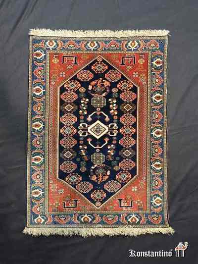 12813-Alf   97x72,   Kashkuli  semiantiguo muy fino del sur de Persia. piezas hechas para los nobles de esta tribu