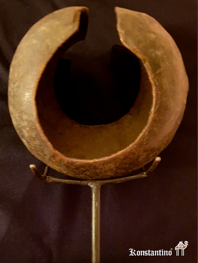 1592-H-Afri  Tobillera  antigua en bronce de la etnia Mbole  16 diametro x 10 cms