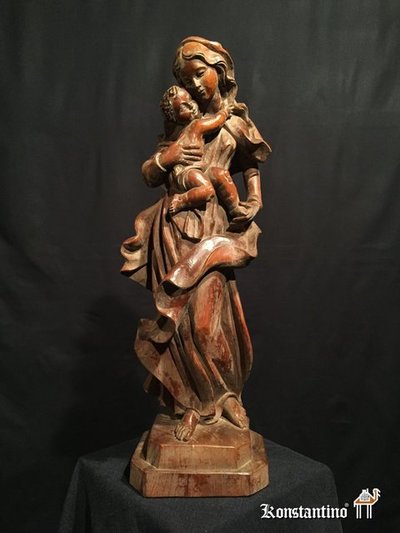 1703-C  Vírgen con niño en madera  54 cms