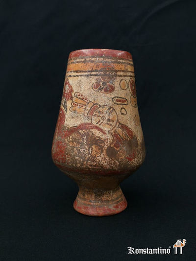 1925-C Copa Maya con policromía y dibujos. Precolombina. 20 x 12 cms. VENDIDA
