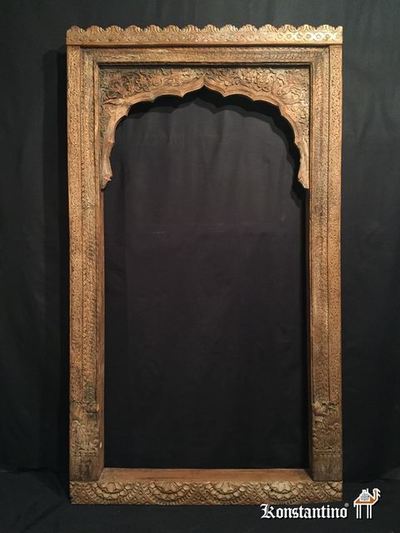 45-C Ventana en madera de Teka de la Dinastia Mogul India, 169x98