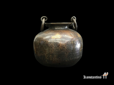 79-C Jarrón en bronce con brocados  persa S.XVIII Irán. 0,37 x 0,34