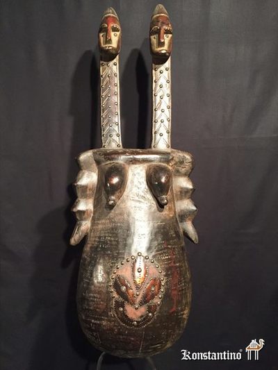 81-Afri Máscara Bambara    94x30 cms  (140 cms con peana)