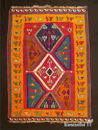 17280-Alf  Kilim Kashgay semiantiguo  243x159 cms 