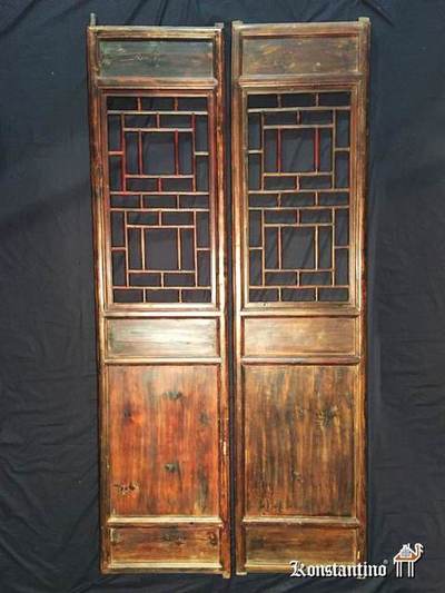 2227-28-NO  Pareja de puertas chinas 219(+6)x53,5 cms