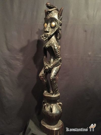 1490-Afri  Figura Masculina Kalimatán de Borneo  102x20 en madera noble