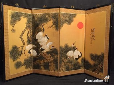 1920-C  Biombo Chino antiguo 90x152 cms (4 panels de 90x38)