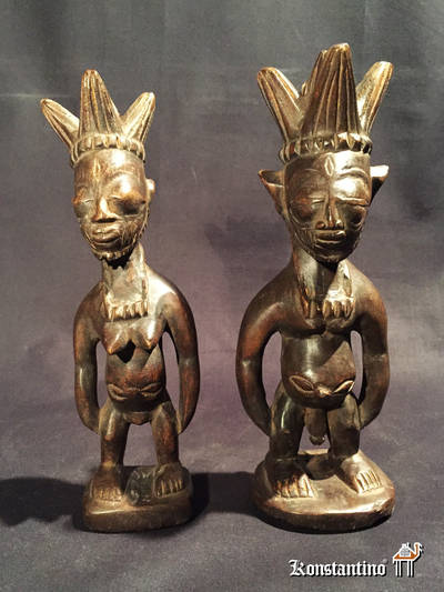 1535-36-Afri  Pareja de figuras africanas  20,5 cms c/u